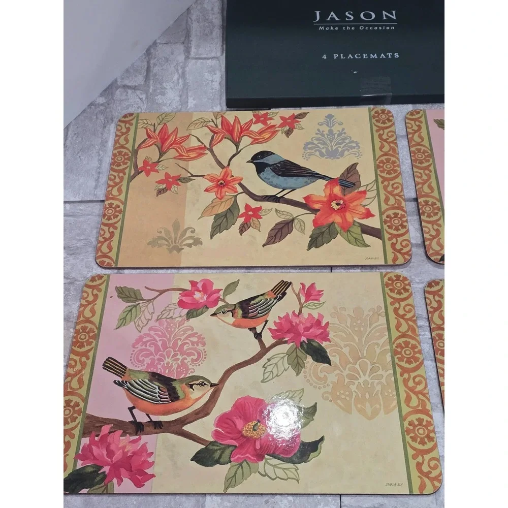 Jason‎ Cork Backed Placemats Set of 4 Colorful Bird Study 11